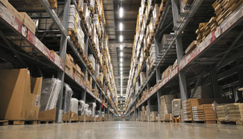 A warehouse filled with lots of shelves and boxes.